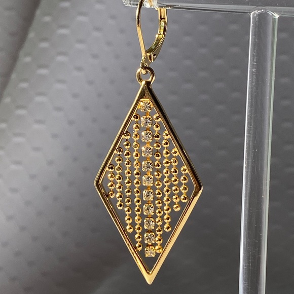 Joan Rivers Vintage Geometry Rhinestone Fringe Leverback Earrings - Picture 11 of 15